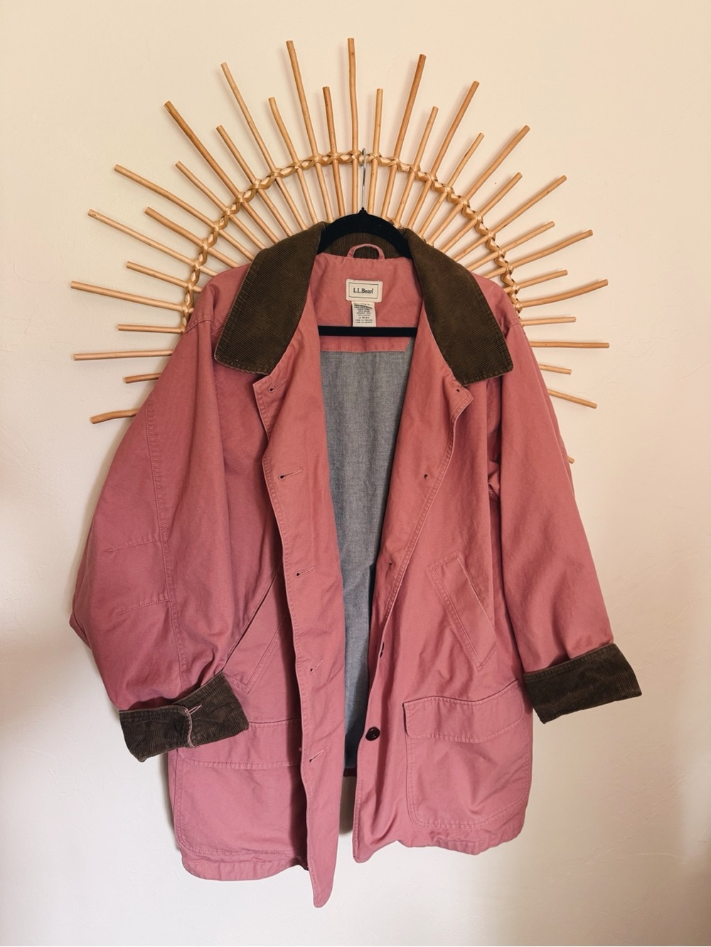 L.L. Bean Women's Dusty Rose Chore Jacket with Corduroy Collar - Picture 5 of 6